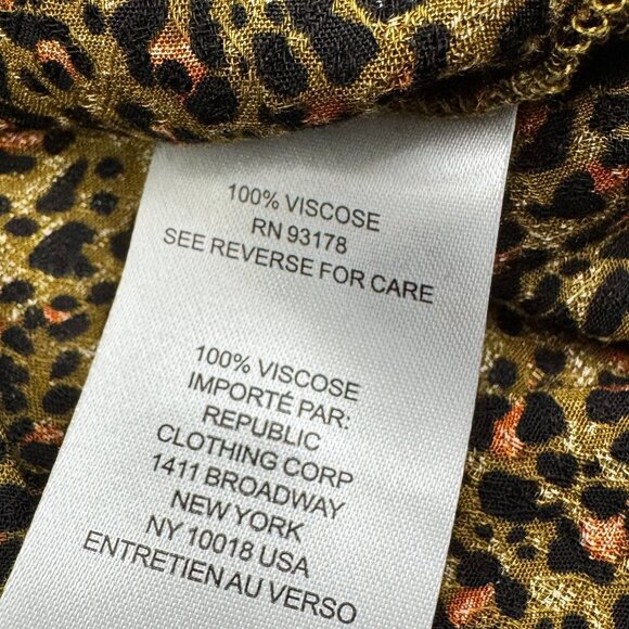 Chelsea & Theodore Cropped Tie-Front Animal/Leopard Print Top Women's Size M - Picture 4 of 5